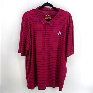 Drake Clothing Co. performance striped embroidered logo short sleeve polo shirt